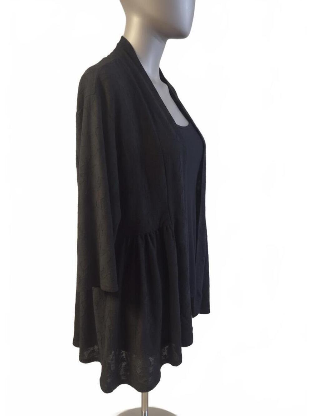 Luna Rae Black Textured Open Front Cardigan XL